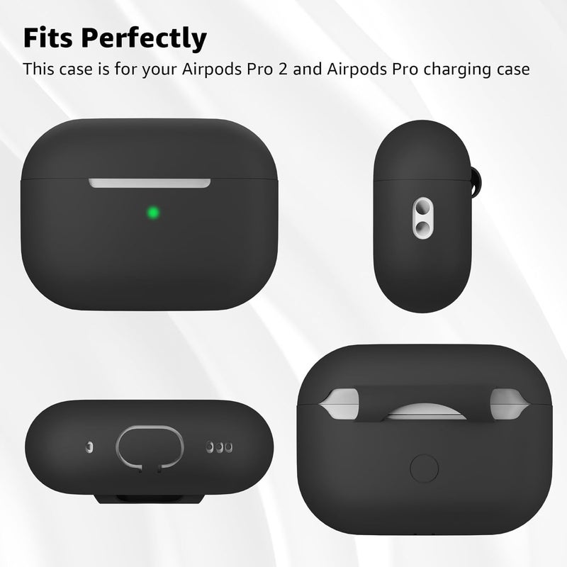 Tandoler Compatible with Airpods Pro 2 Case, Soft Silicone Skin Cover Protective Cases with Cleaner kit and Lanyard Compatible for AirPod Pro 2nd Generation, Front LED Visible - Deep Space Gray - Image 5